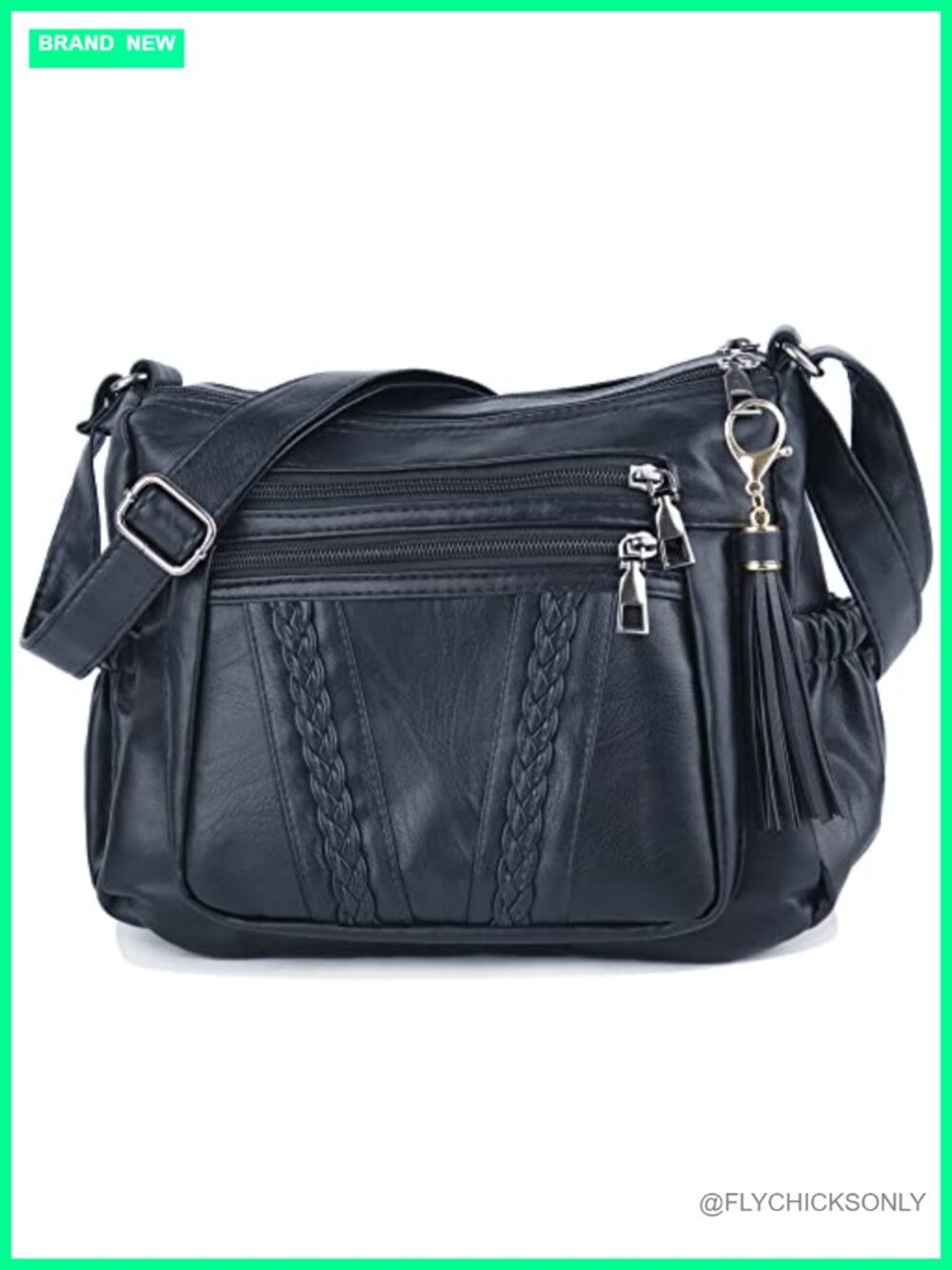 ELDA Multi Pocket Crossbody Bag PU Leather Shoulder Handbag Women